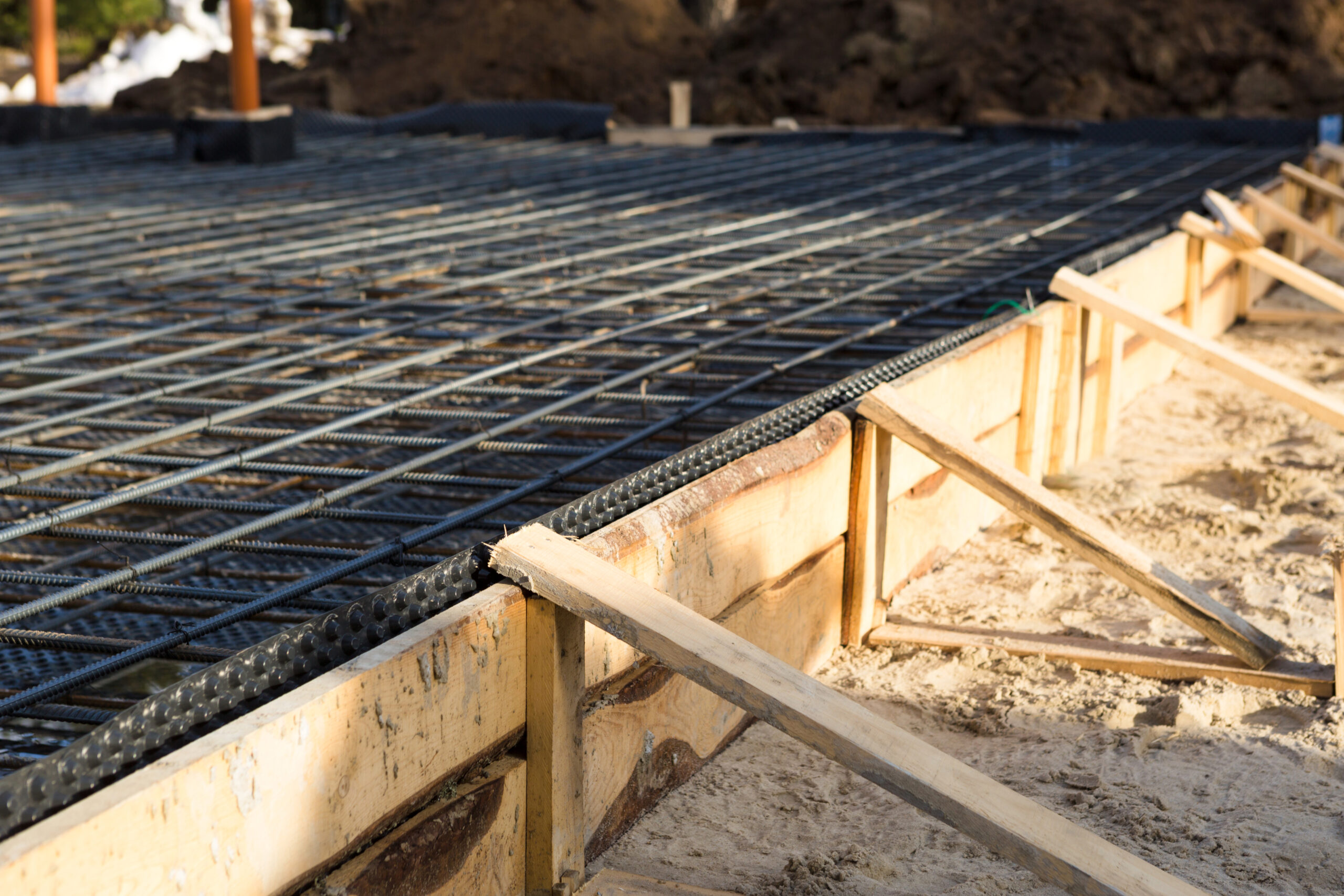 Betonbewehrung vor der Betonage auf einer Baustelle in Olten